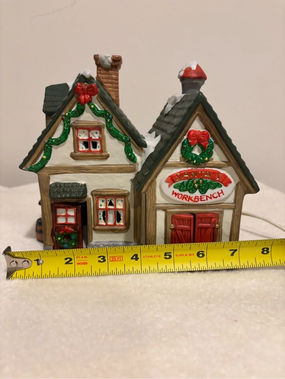 Santa Workbench Lighted Christmas Cottage - Red & Green Holiday Decor - Picture 3 of 9